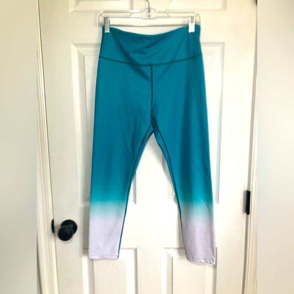 Zyia Active Leggings Teal Metallic Size 8-10